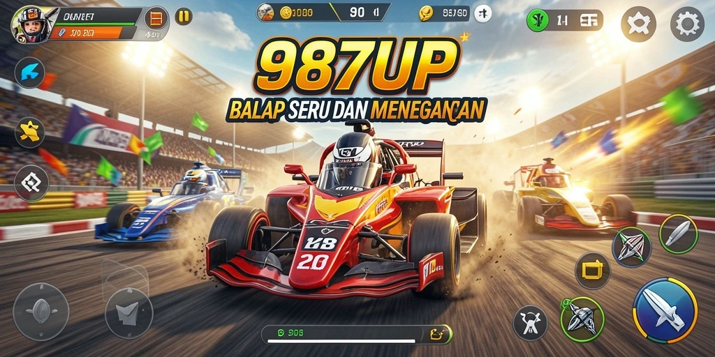Screenshot gameplay 987UP menampilkan balapan yang cepat dan mendebarkan.