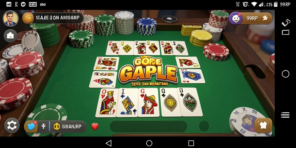 Gameplay seru Gaple di 99RP dengan pemain lainnya.