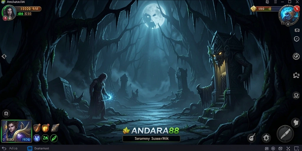 Tampilan seram gameplay ANDARA88 yang menegangkan dan penuh misteri.