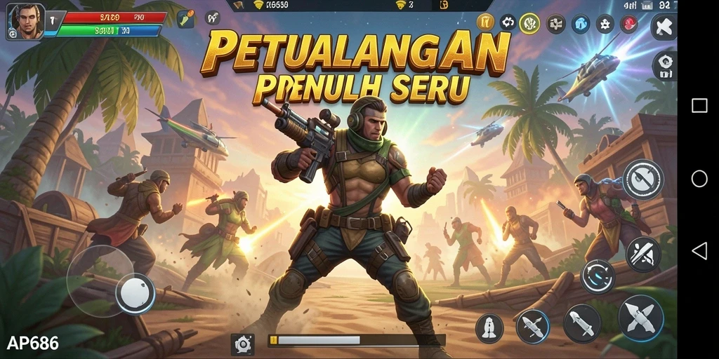 Tampilan gameplay AP686 yang penuh aksi dan petualangan.