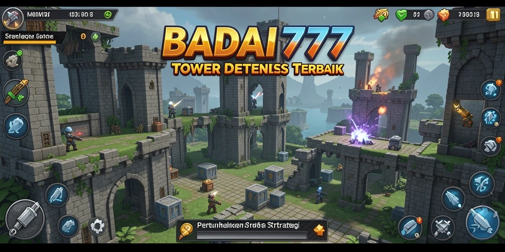 Tampilan gameplay menarik dalam game Tower Defense BADAI777.