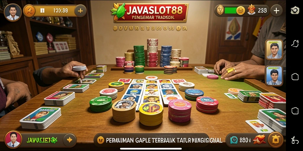 Tampilan gameplay seru di JAVASLOT88 saat bermain Gaple.