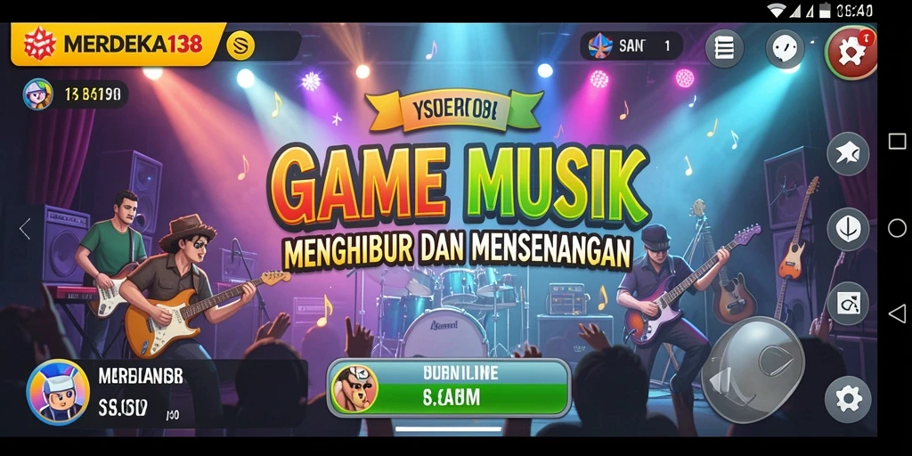 Screenshot gameplay MERDEKA138 menampilkan pemain menikmati musik dengan antarmuka yang interaktif.