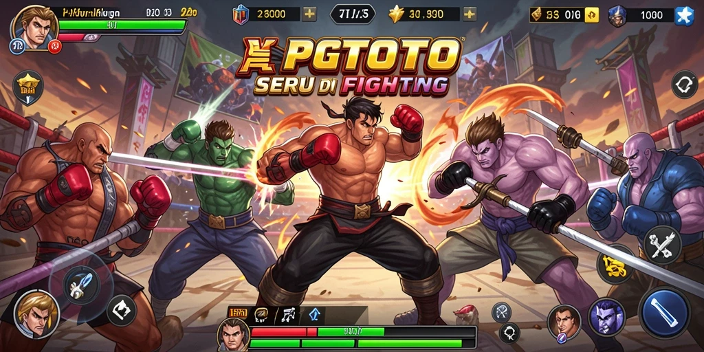 Screenshot PGTOTO menampilkan pertarungan seru dan karakter yang kuat.