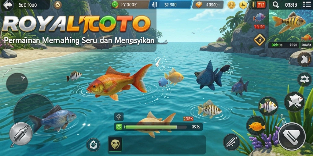 Screenshot gameplay ROYALTOTO dengan tampilan memancing yang menakjubkan.