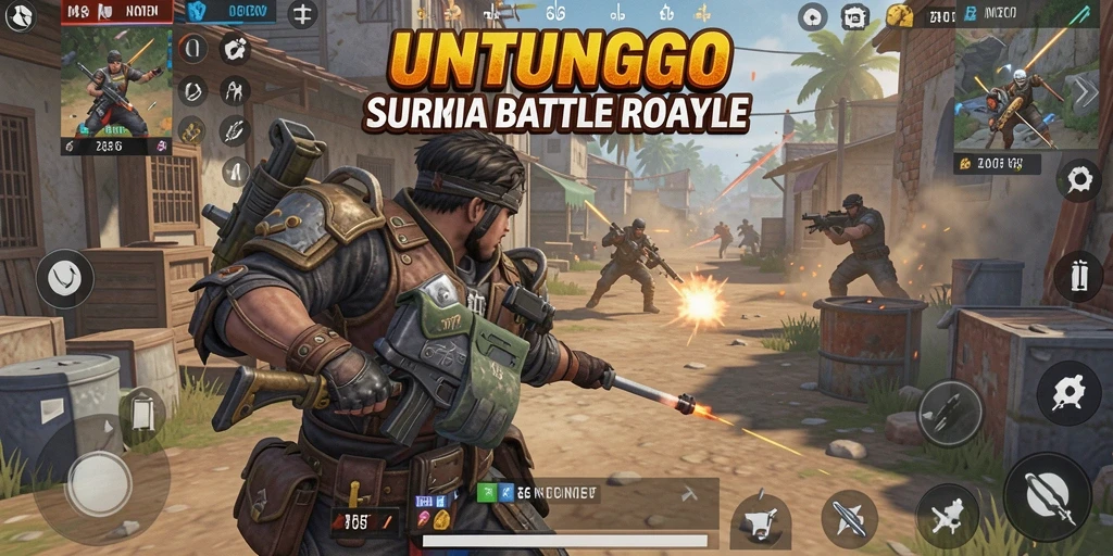 Tampilan gameplay Battle Royale yang intens dan menegangkan di UNTUNGGO.